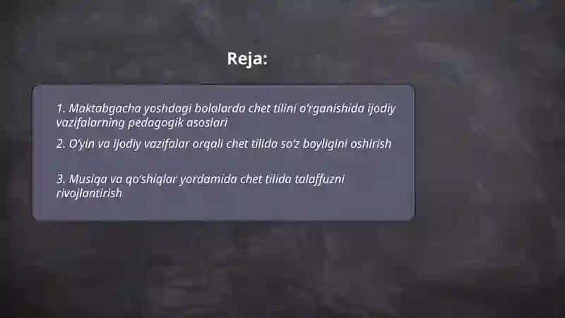 Maktabgacha yoshdagi bolalarda chet tilini oʻrganish 2