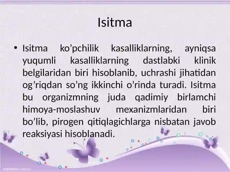 ISITMA SINDROMI BILAN KECHADIGAN BAKTERIAL KASALLIKLAR 2