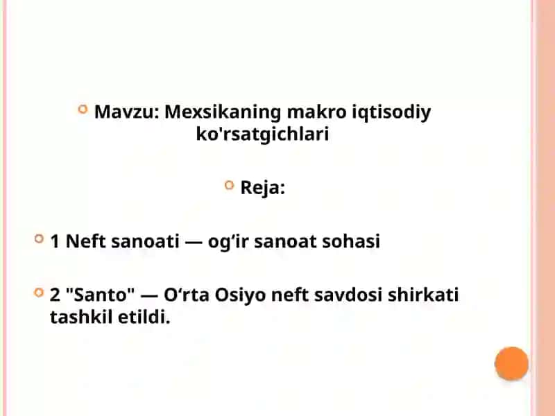 Mexsikaning makroiqtisodiy ko'rsatgichlari 2