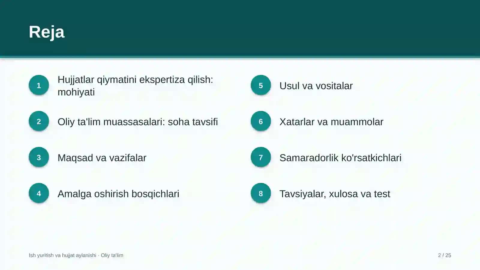 oliy ta'lim muassasalarida hujjatlar qiymatini ekspertiza qilish 4572 2