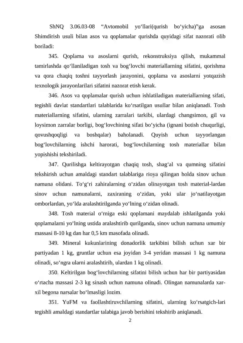 Chaqiq tosh, shag‘aldan asos va qoplamalar qurishda sifat nazorati 2