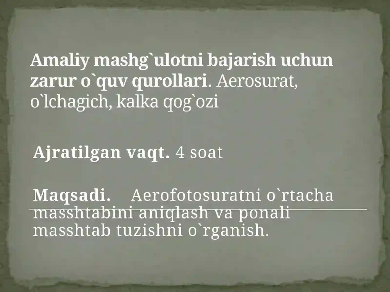 Аerоfоtоsuratni о`rtаchа mаsshtabini аniqlаsh vа pоnаli mаsshtab tuzish 2