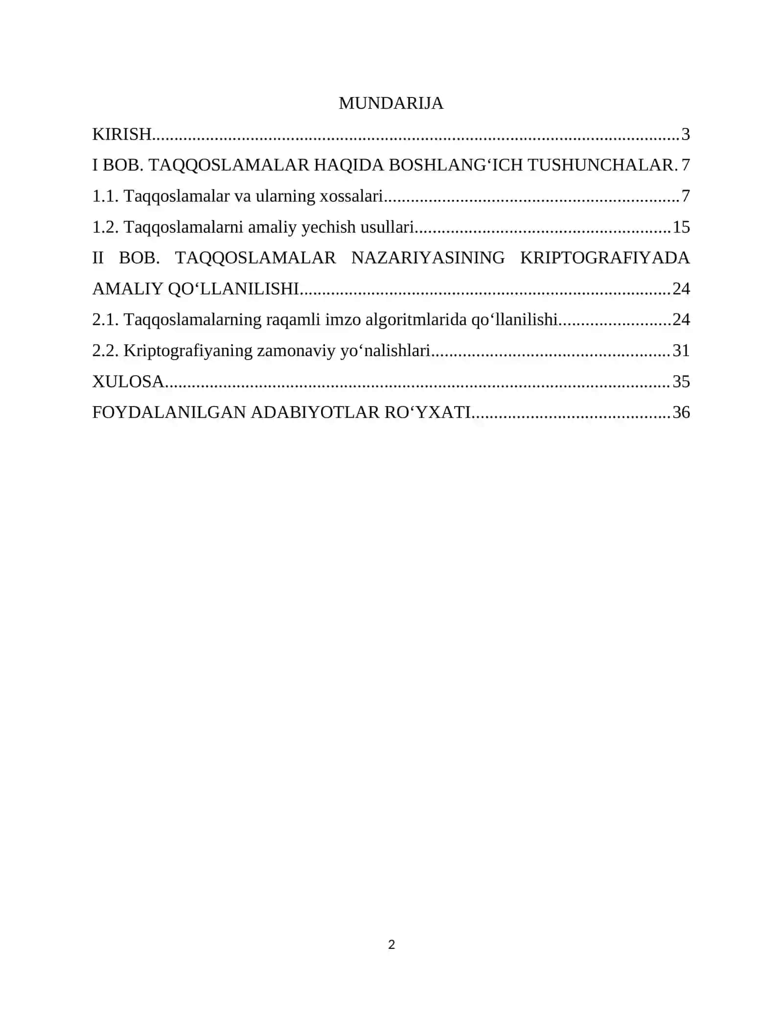 Taqqoslamalar Nazariyasi 2