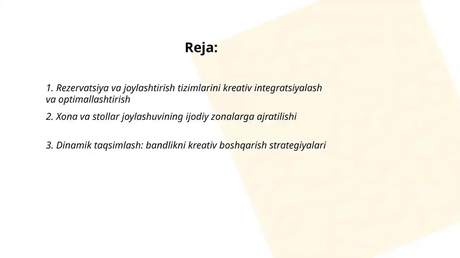 Mehmonxonavarestoranlardajoylashtirishvositalariniboshqarishdakreativfikrlashvaijodkorlik 2