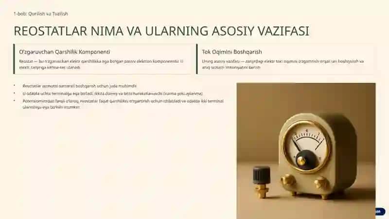 REOSTATLAR: ASOSIY VAZIFASI, QURILISHI VA AMALIY QO'LLANILISHI 2