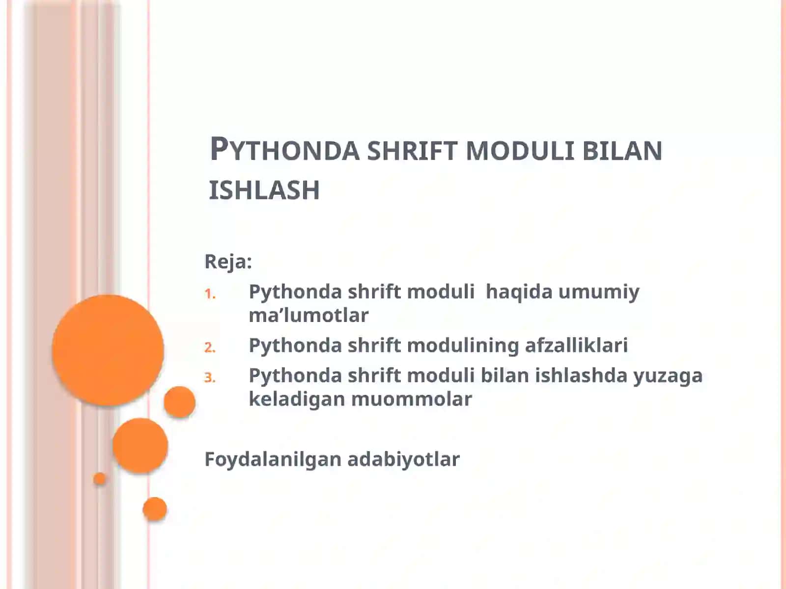 Pythonda shrift modulibilanishlash 2