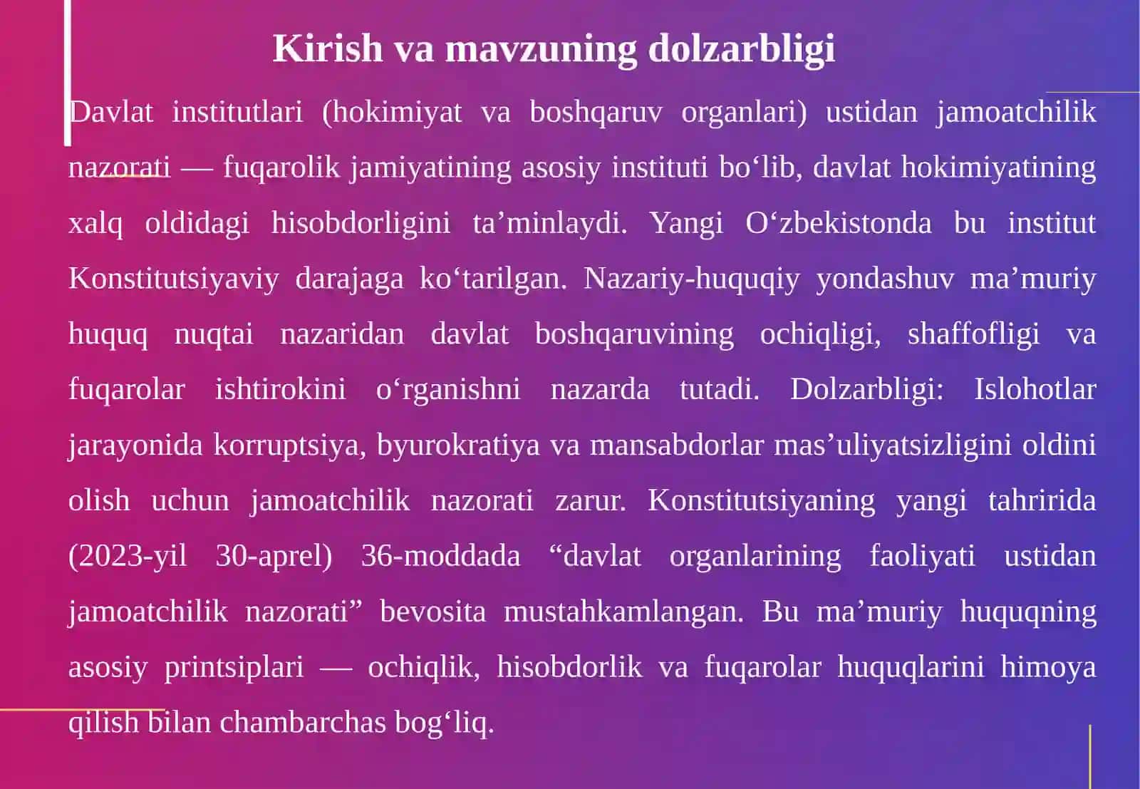 Davlat institutlari ustidan jamoatchilik nazorati nazariy-huquqiy yondashuv 26 2