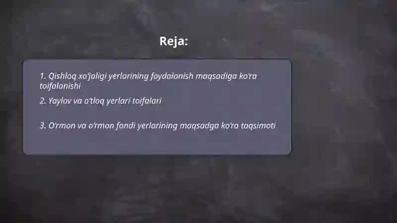 Qishloq xo‘jaligi yerlarining foydalanish maqsadiga ko‘ra toifalanishi 2