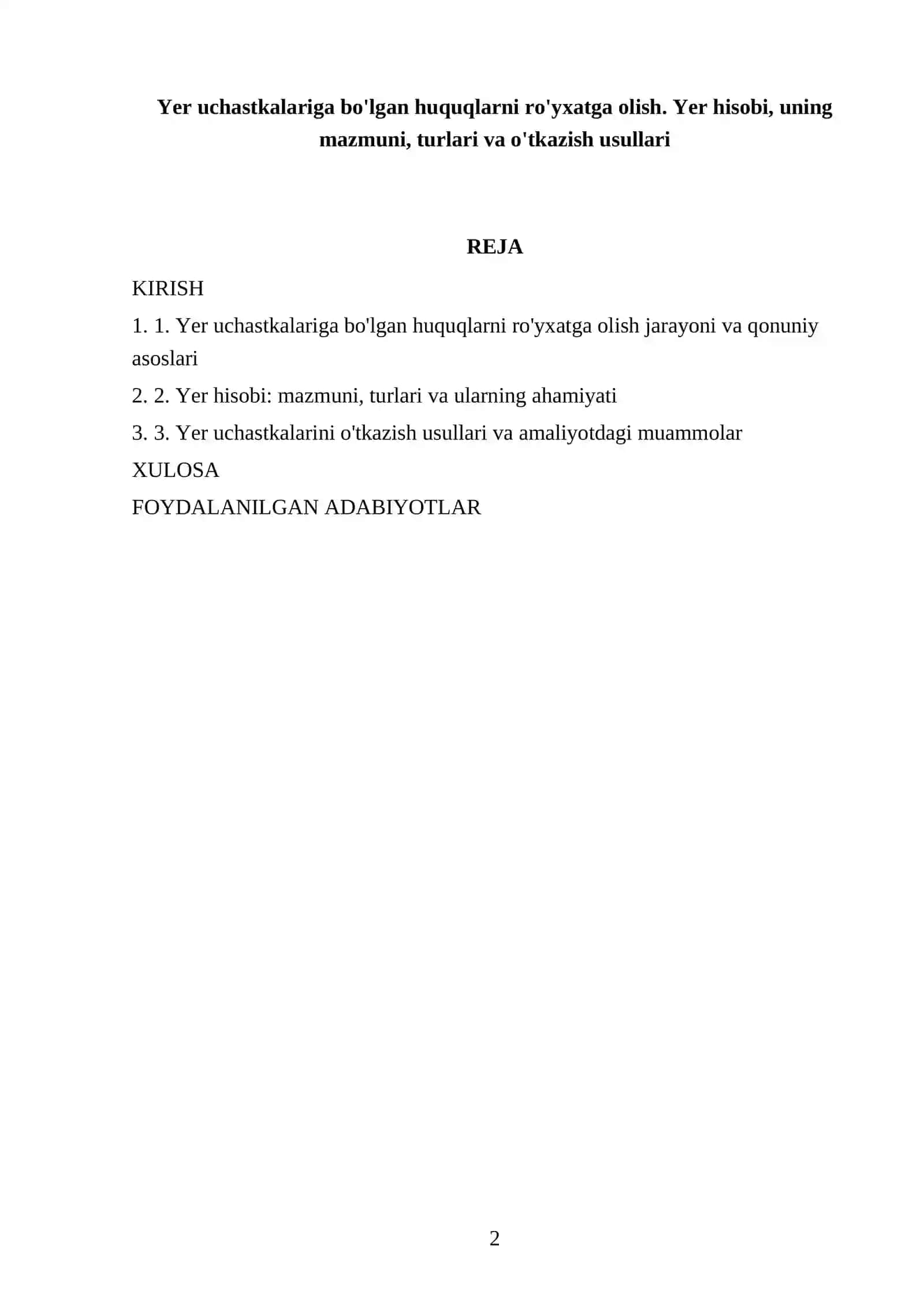 Yer uchastkalariga bo'lgan huquqlarni ro'yxatga olish 2