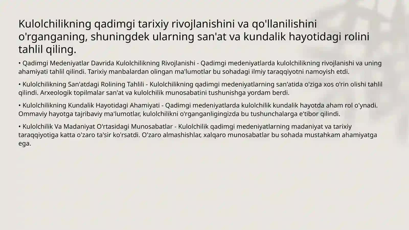 Kulolchilikning tarixiy rivojlanishi va qo'llanilishi 2