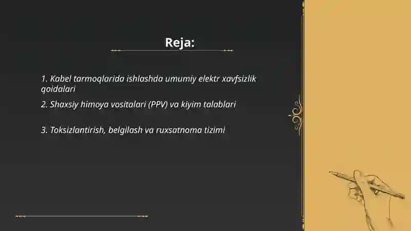 Kabel tarmoqlarida ish bajarishda elektr xavsizlik qoidalari 2