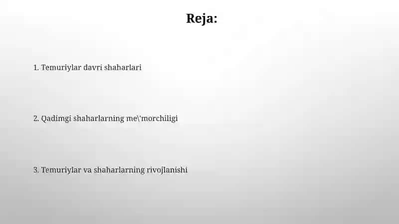 Temuriylar va antik davr shaharlari 2