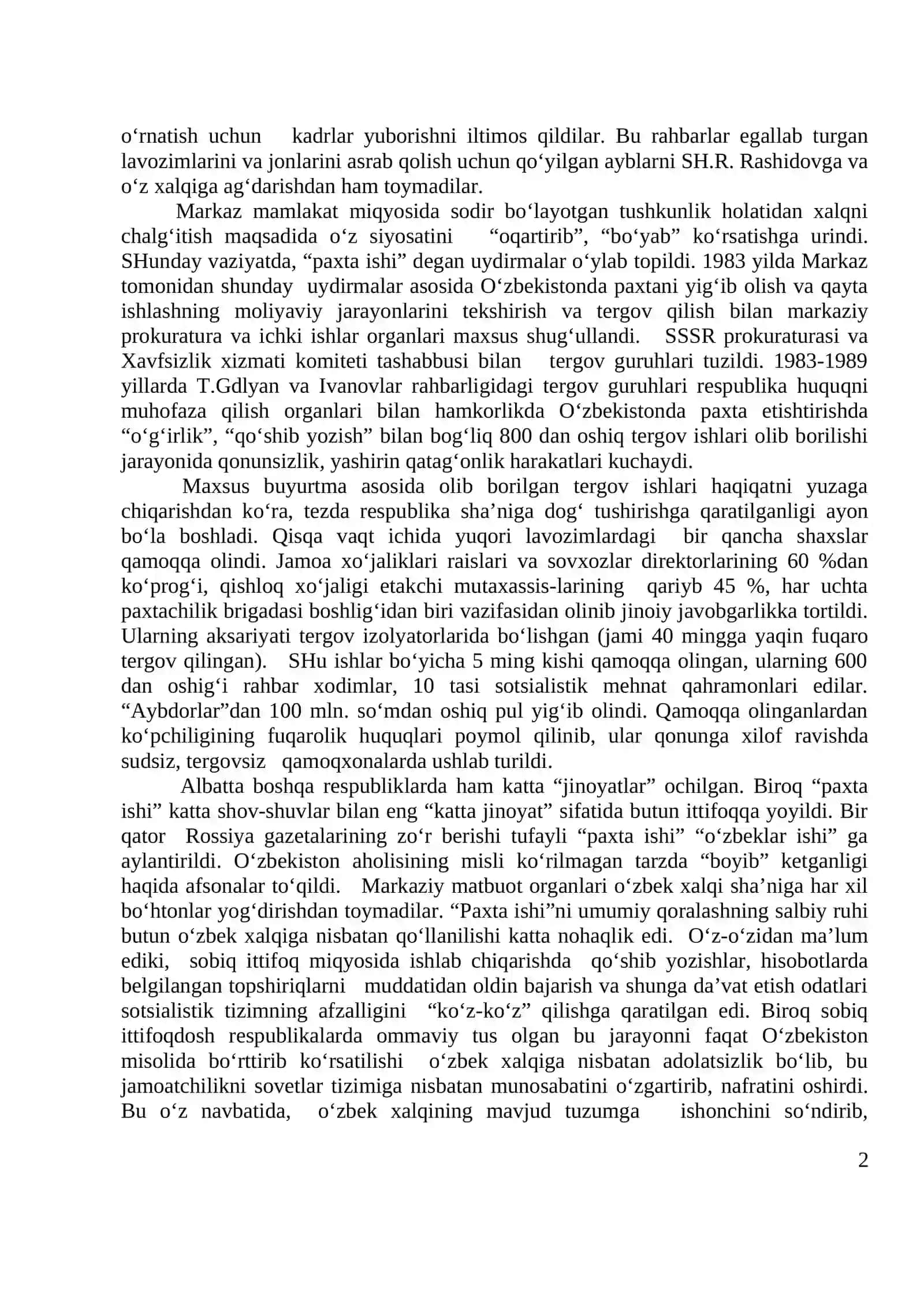 Mustaqillikka erishish arafasida O‘zbekistondagi ijtimoiy-siyosiy jarayonlar 2