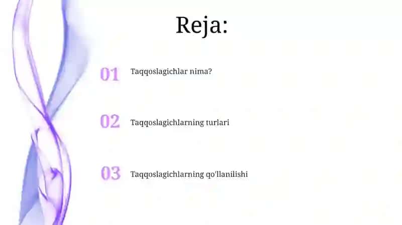Taqqoslagichlarning turlari 2