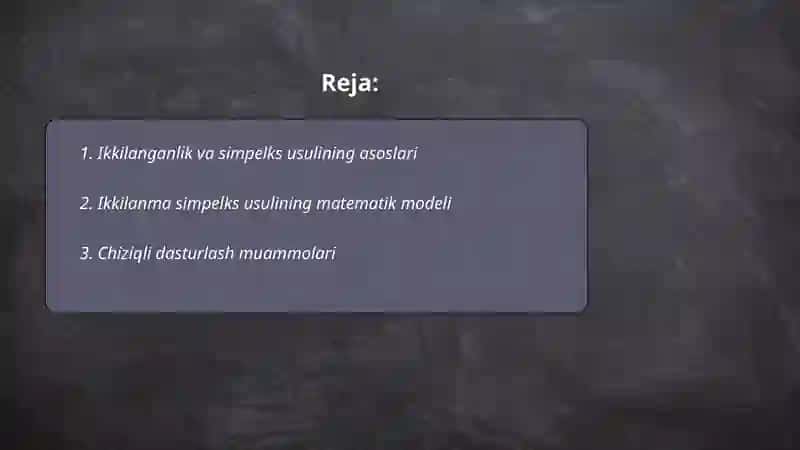 Ikkilanma simpleks usul 2