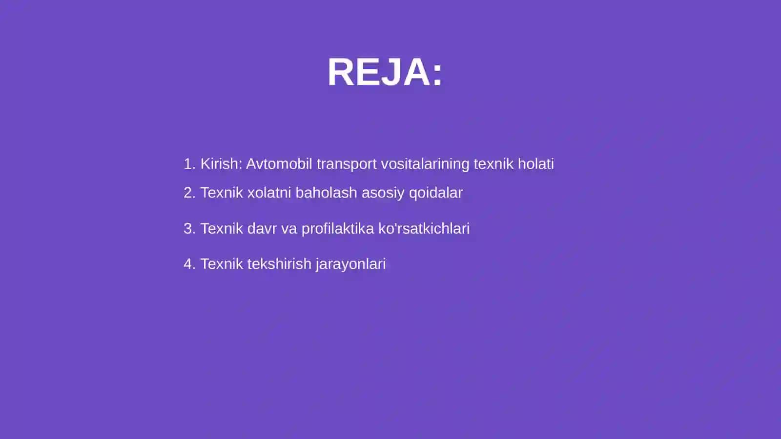 Avtomobil transport vositalarining texnik xolati umumiy qoidalari 2