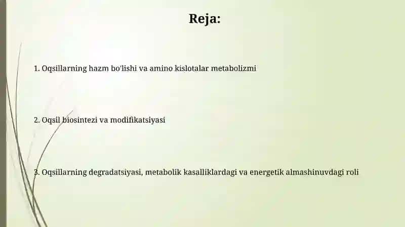 Odam organizmi da oqsilarning biokimyoviy o'zgarishi 2