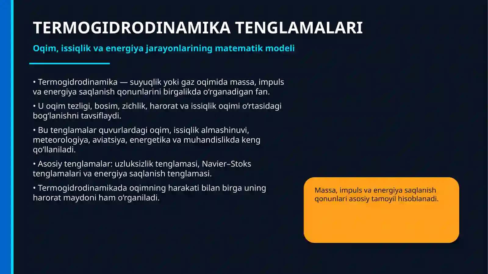 TERMOGIDRODINAMIKA TENGLAMALARI 2
