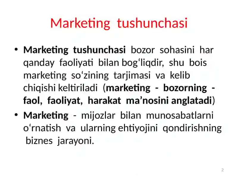 Marketingtushunchasi 2