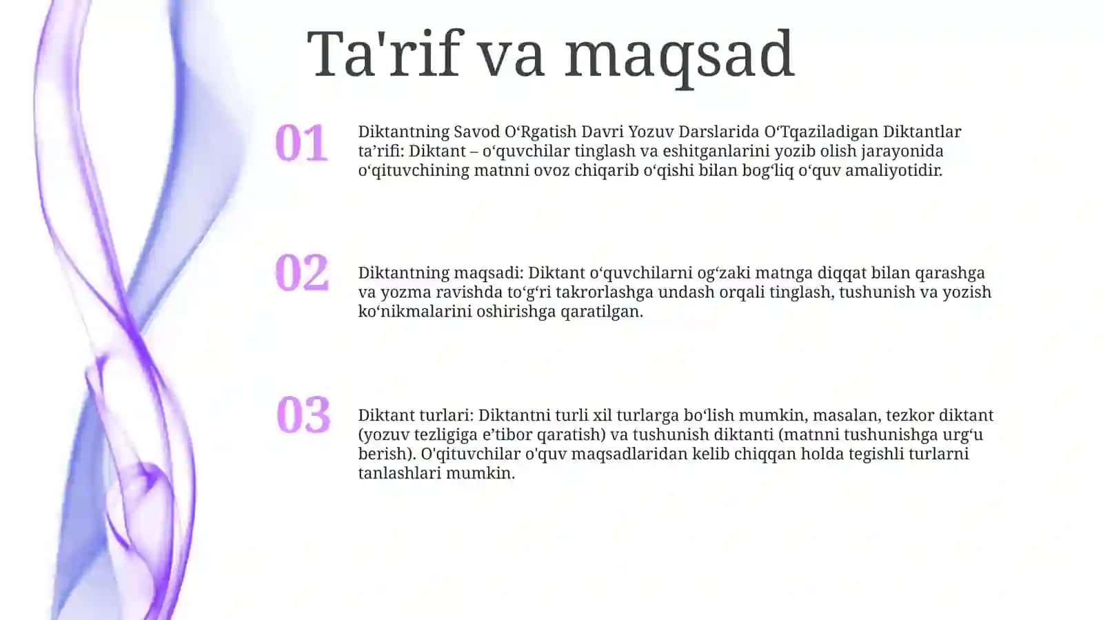 Savod O'Rgatish Davri Yozuv Darslarida OʻTkaziladigan Diktantlar 2