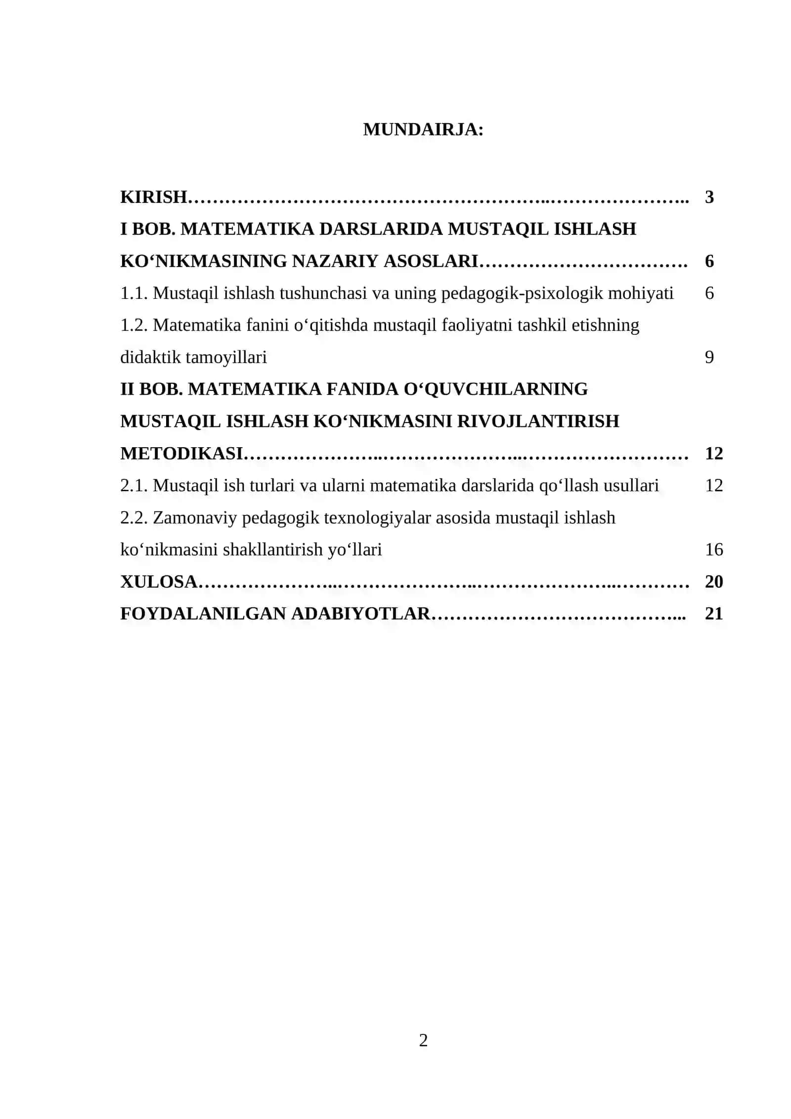 Matematika fanida o‘quvchilarning mustaqil ishlash ko‘nikmasini rivojlantirish usullari 2