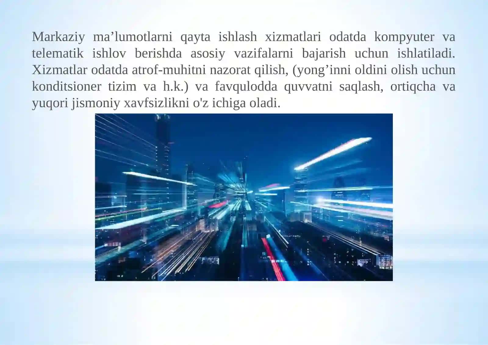 Ma’lumotlarni qayta ishlash markazlariniishjarayonini tahlil qilish 2