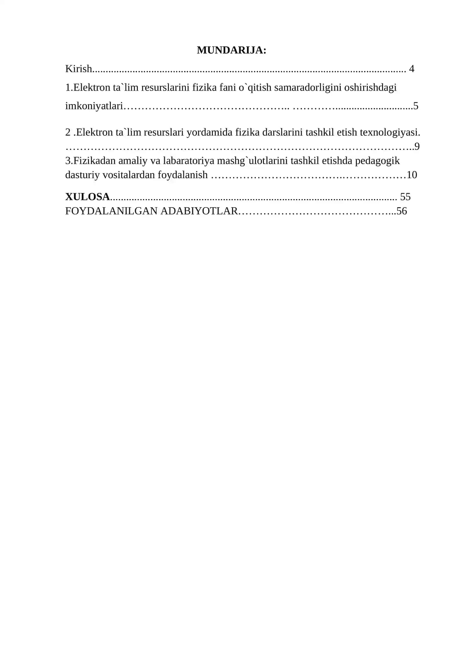 Fizika ta`limiga  elektron  ta`lim resurslari va pedagogik dasturiy vositalardan  foydalanish mavzusida tayyor sifatli kurs ishi 2