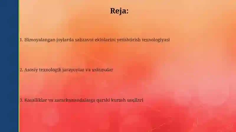 Himoyalangan joylarda sabzavot ekinlarini yetishtirish texnologiyasi 2