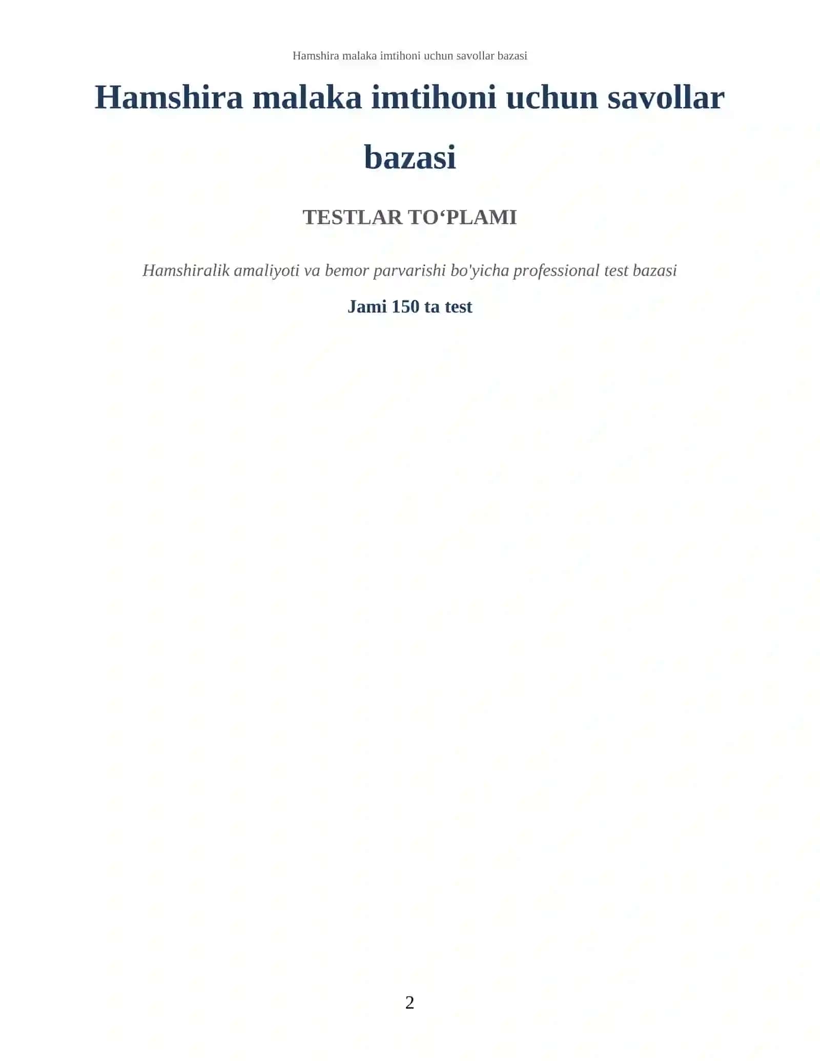 Hamshira malaka imtihoni uchun savollar bazasi 2