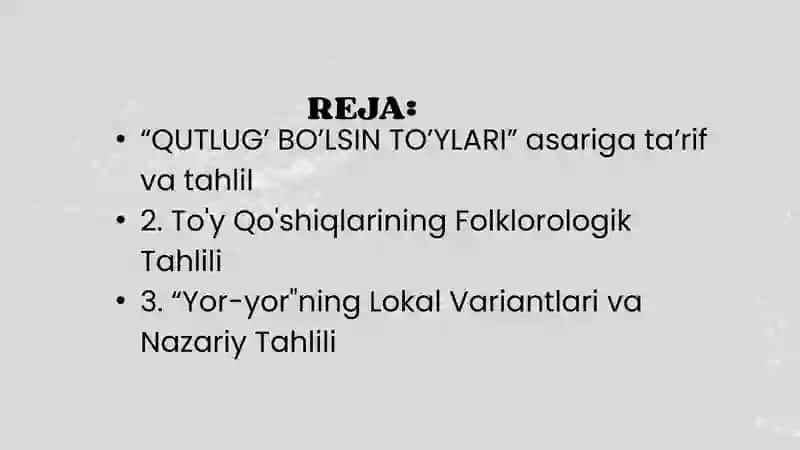 o`zbek xalq musiqa ijodi fanidan tayyorlangan taqdimot 2