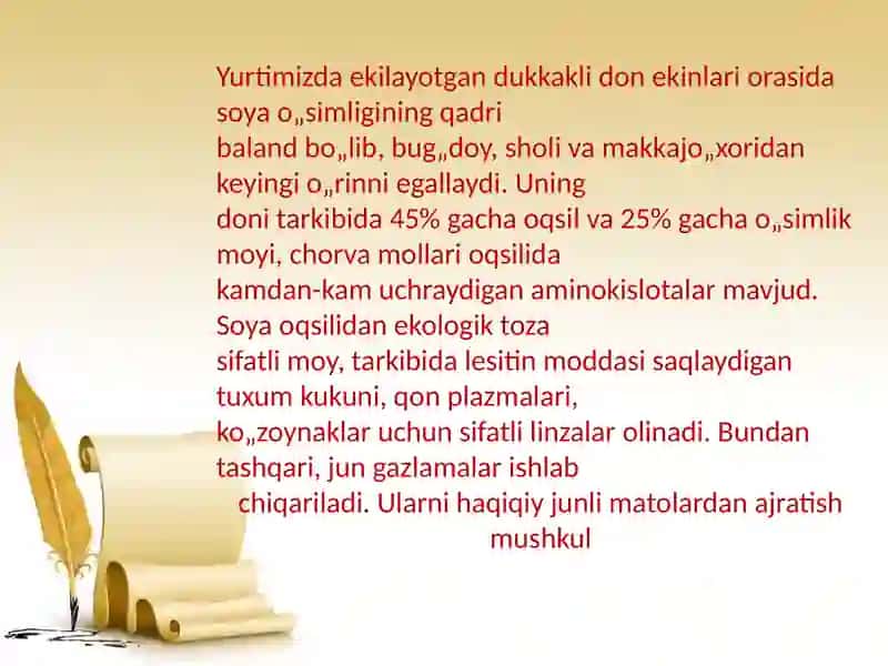 Soya donini qayta ishlashdan olinadigan mahsulotlar. 2