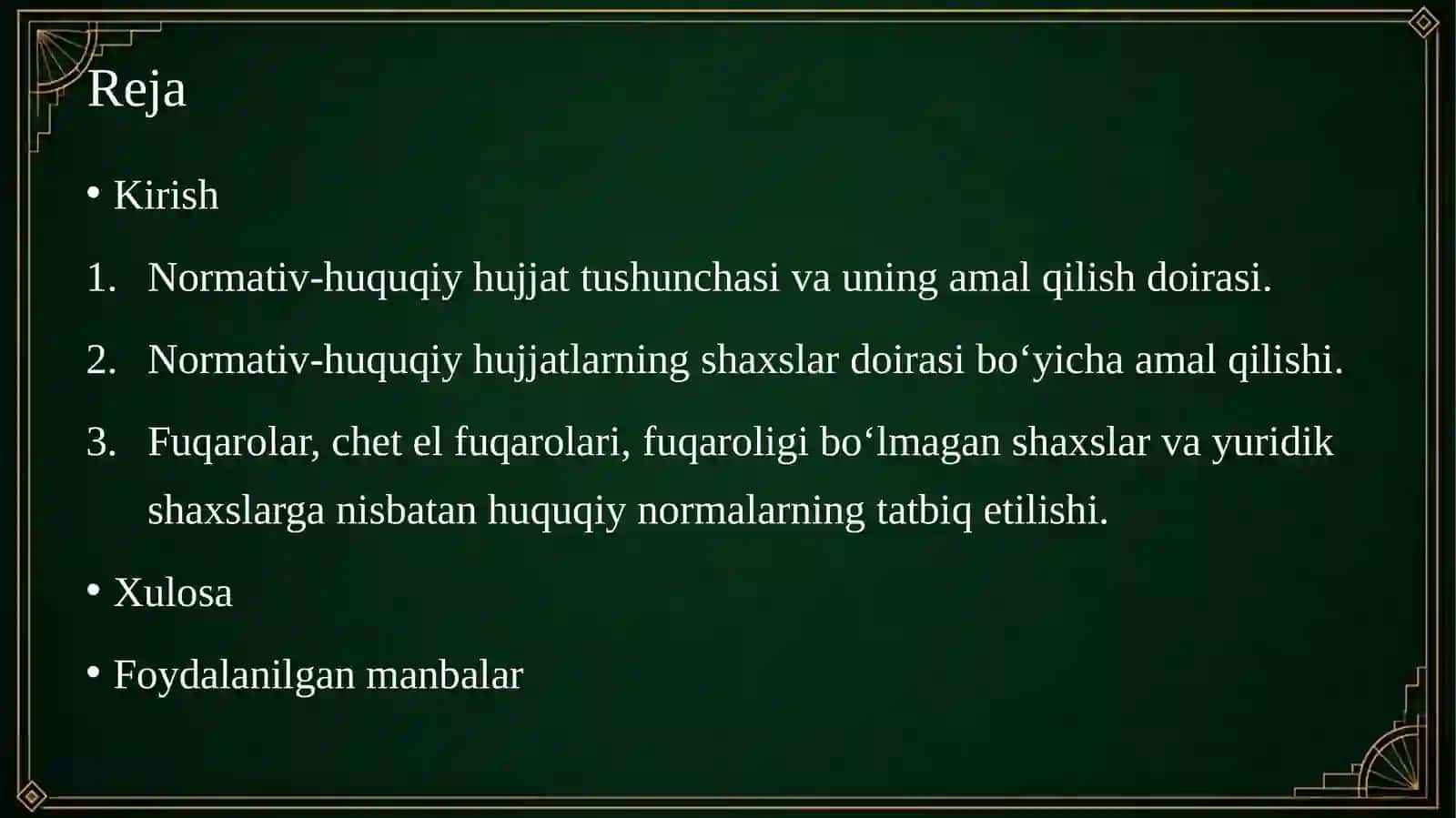 Normativ-huquqiy hujjatlarning shaxslarga nisbatan amal qilishi 2