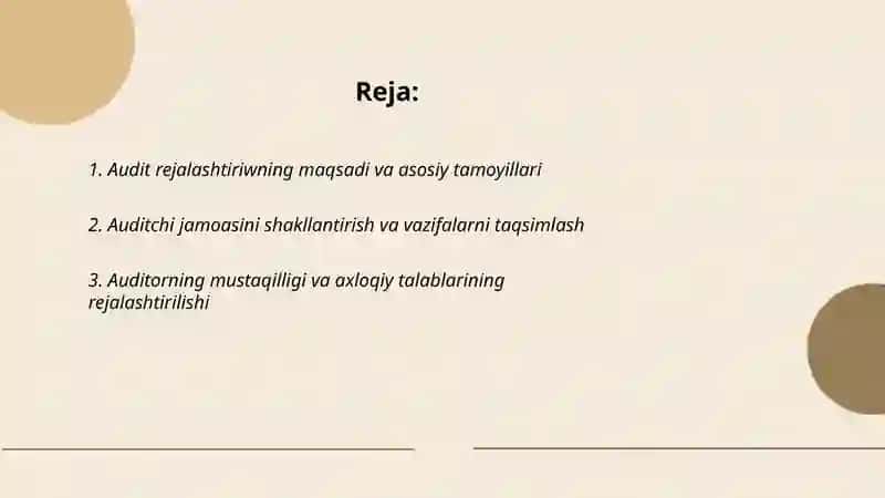 Audit rejalashtiriw bosqichlari va ularning mazmuni 2