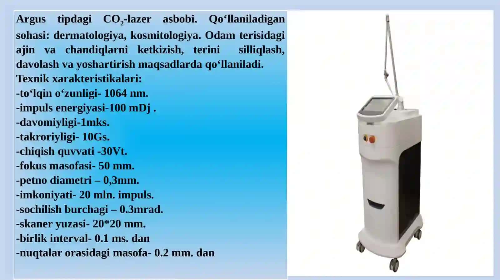 TIBBIYOTDA QO‘LLANILAYOTGAN BA’ZI BIR LAZERLAR TO‘G‘RISIDA MA’LUMOT 2