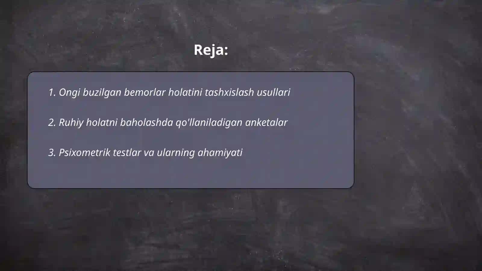 Ongi buzilgan bemorlar holatini baxolash yordam berish tadbirlar haqida 2