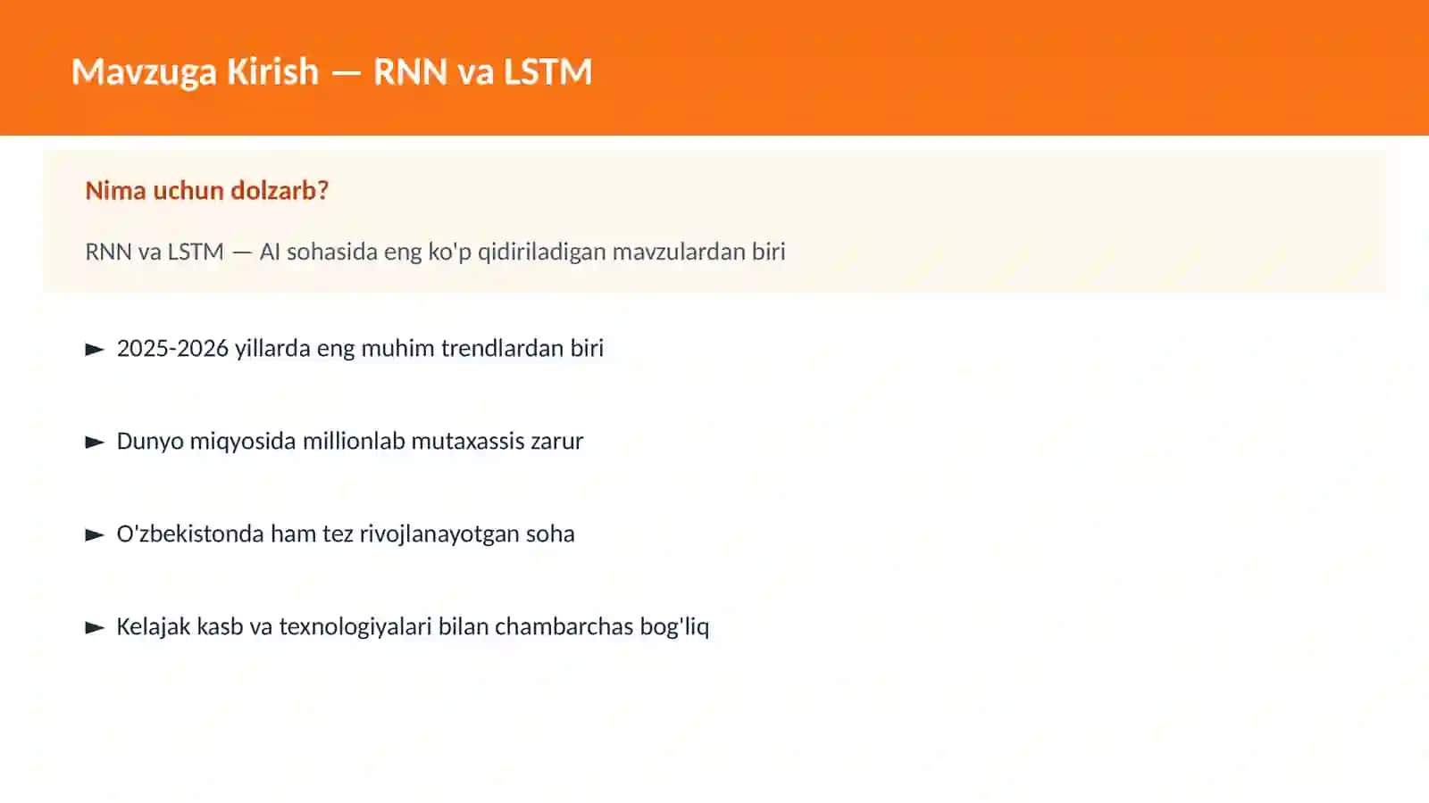 AI | DEEP LEARNING VA NEYRON TARMOQLAR 2