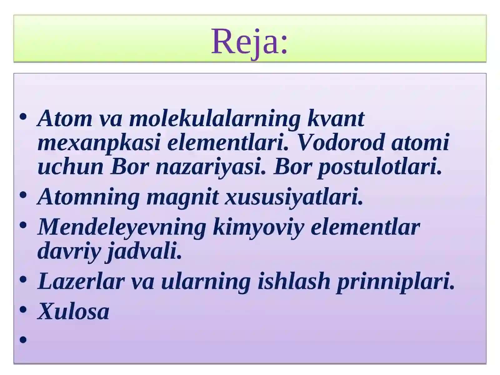 Vodorod atomining Bor nazariyasi 2