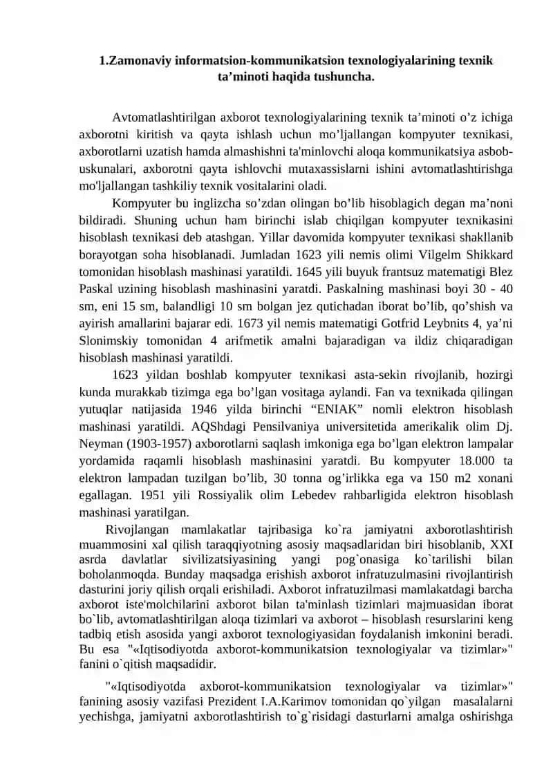 Zamonaviy informatsion-kommunikatsion texnologiyalarining texnik ta’minoti 2