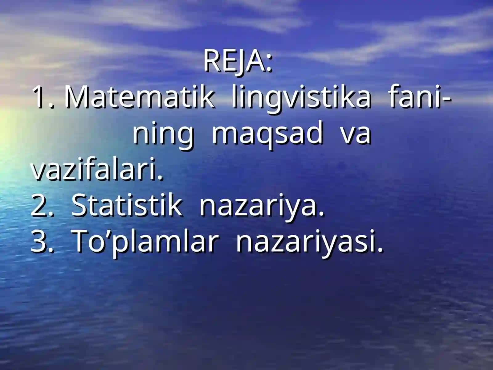 Kompyuterda lingvistik masalalarni matematik usullar bilan yechish yo’llari 2