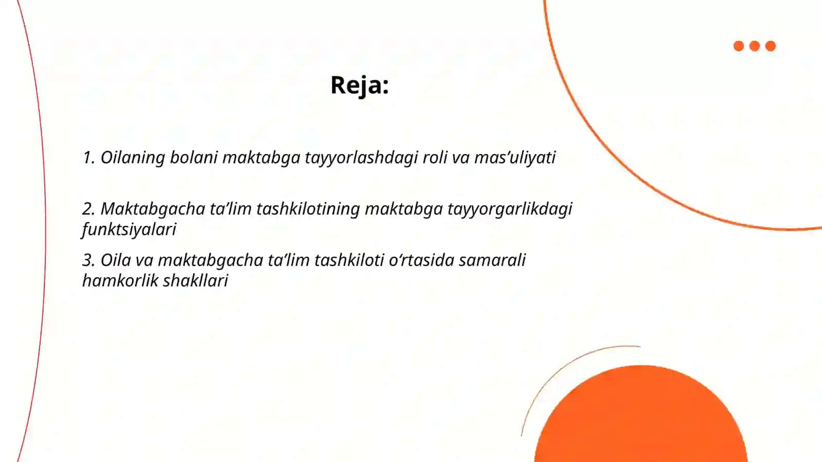 Bolani maktabga tayyorlashda oila va maktabgacha taʼlim tashkilotining oʻrni 2