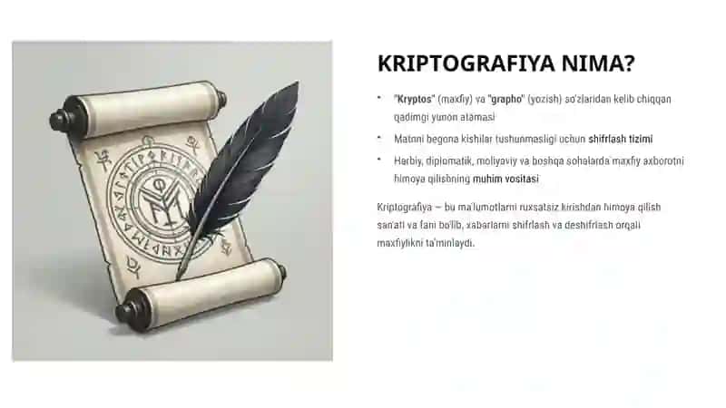 KRIPTOGRAFIYA ASOSLARI 2
