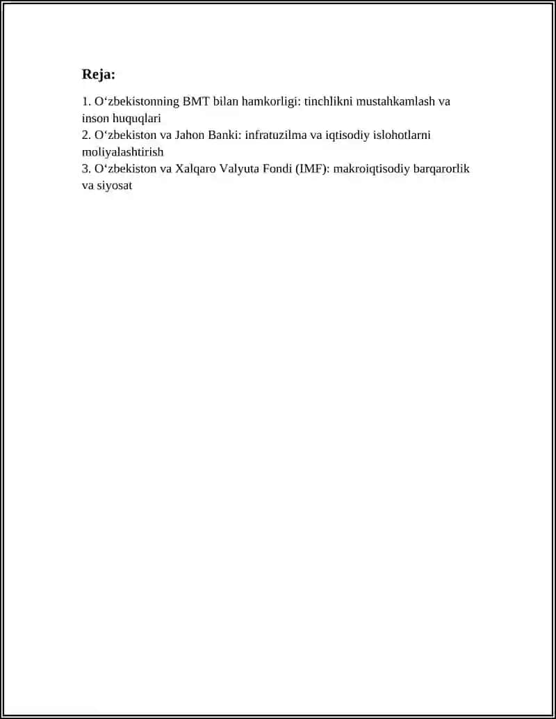Oʻzbekistonning BMT bilan hamkorligi: tinchlikni mustahkamlash va inson huquqlari 2