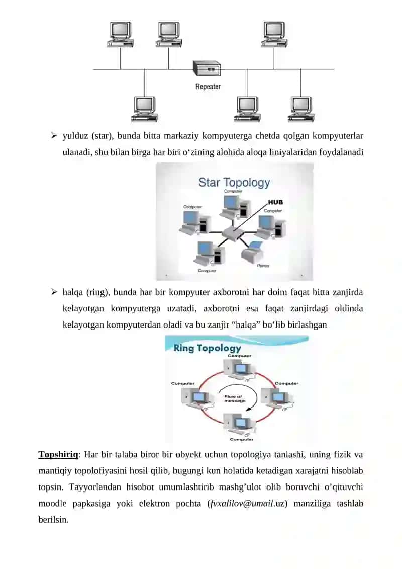 Tarmoqlarni qurishda fizik va mantiqiy topologiyalardan foydalanish 2