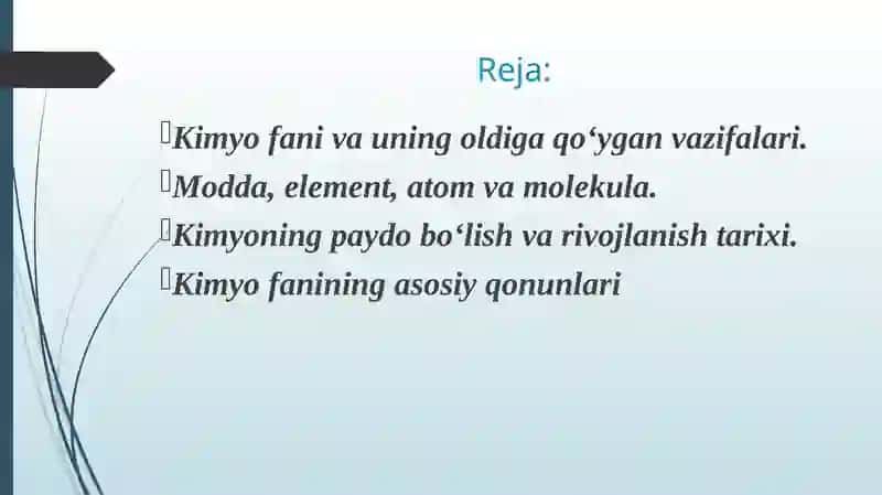 Kimyo fanining asosiy tushunchalari va qonunlari 2