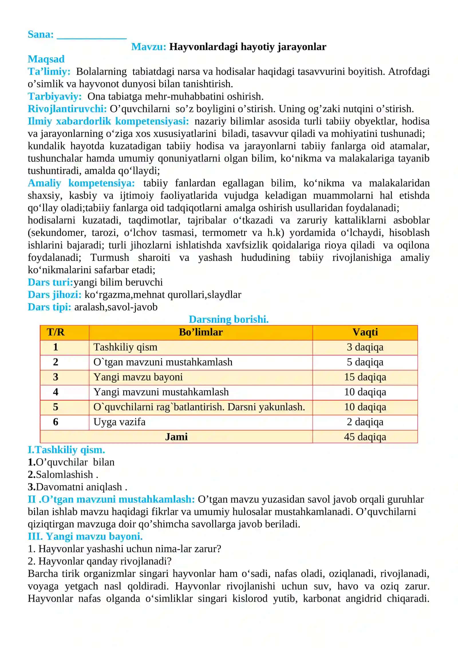 Hayvonlardagi hayotiy jarayonlar 2