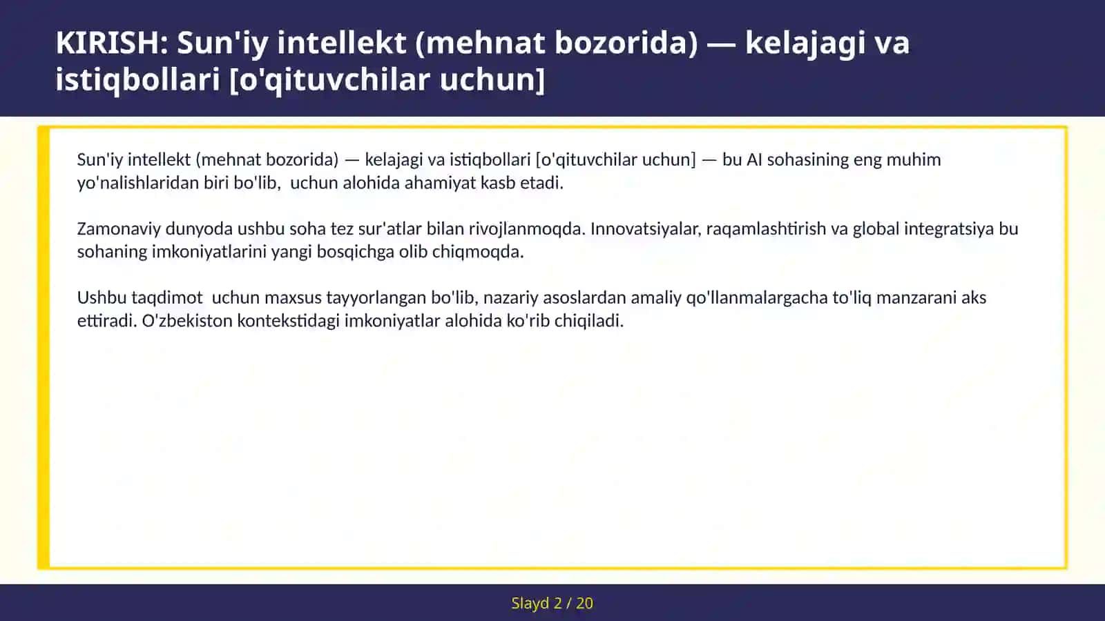 Sun'iy intellekt (mehnat bozorida) — kelajagi va istiqbollari [O'qituvchilar uchun] 2