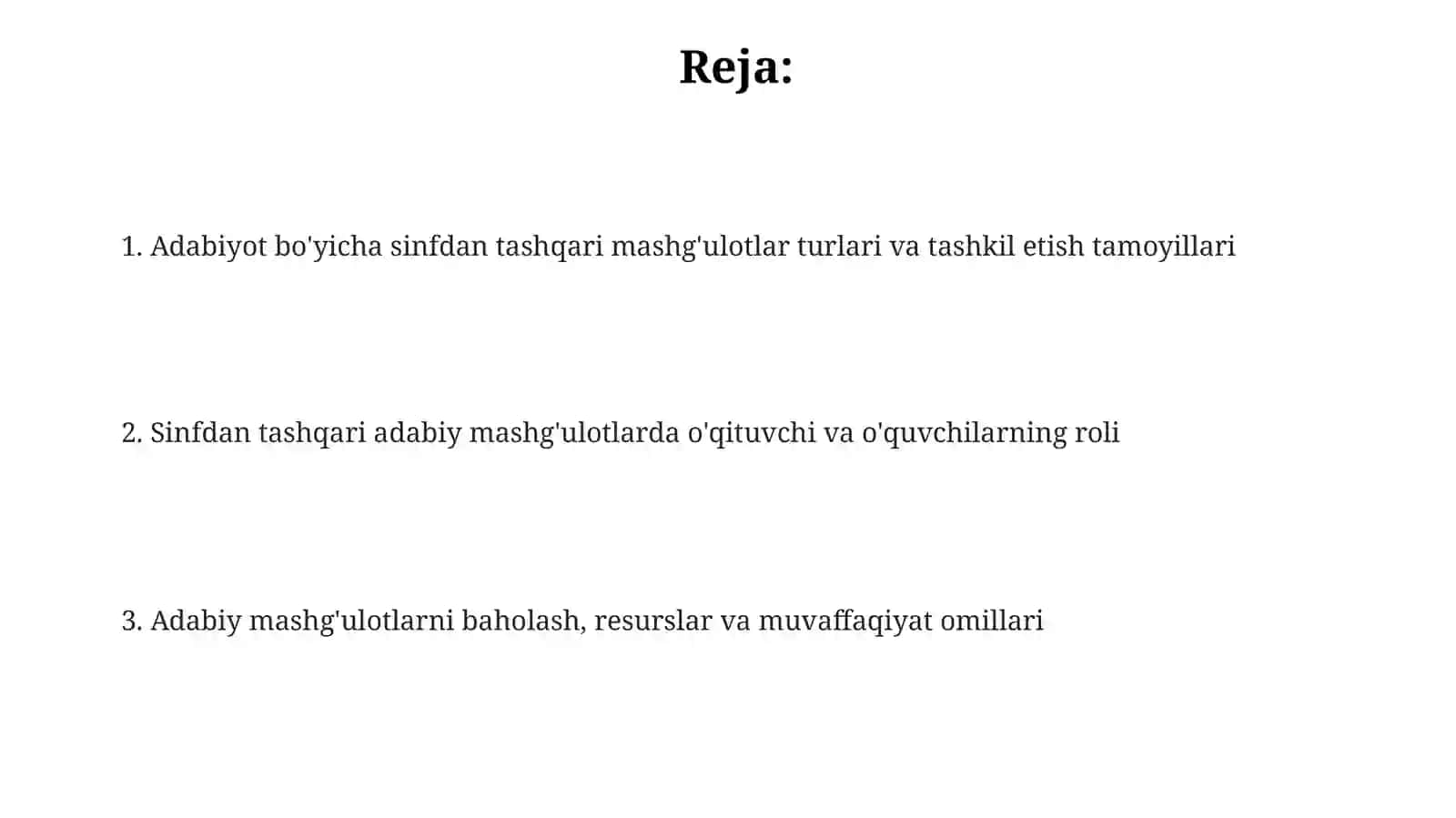 Adabiyot fanidan sinfdan tashqari mashhulorlar turlari va ularni tashkil etish 2