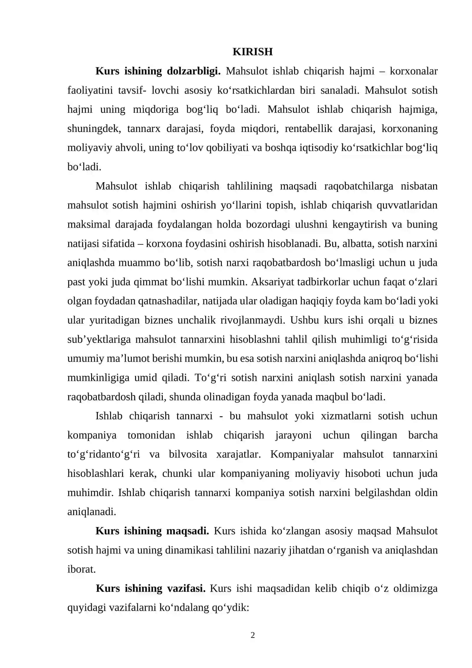 MAHSULOT SOTISH HAJMI VA UNING DINAMIKASINI TAHLILI 2
