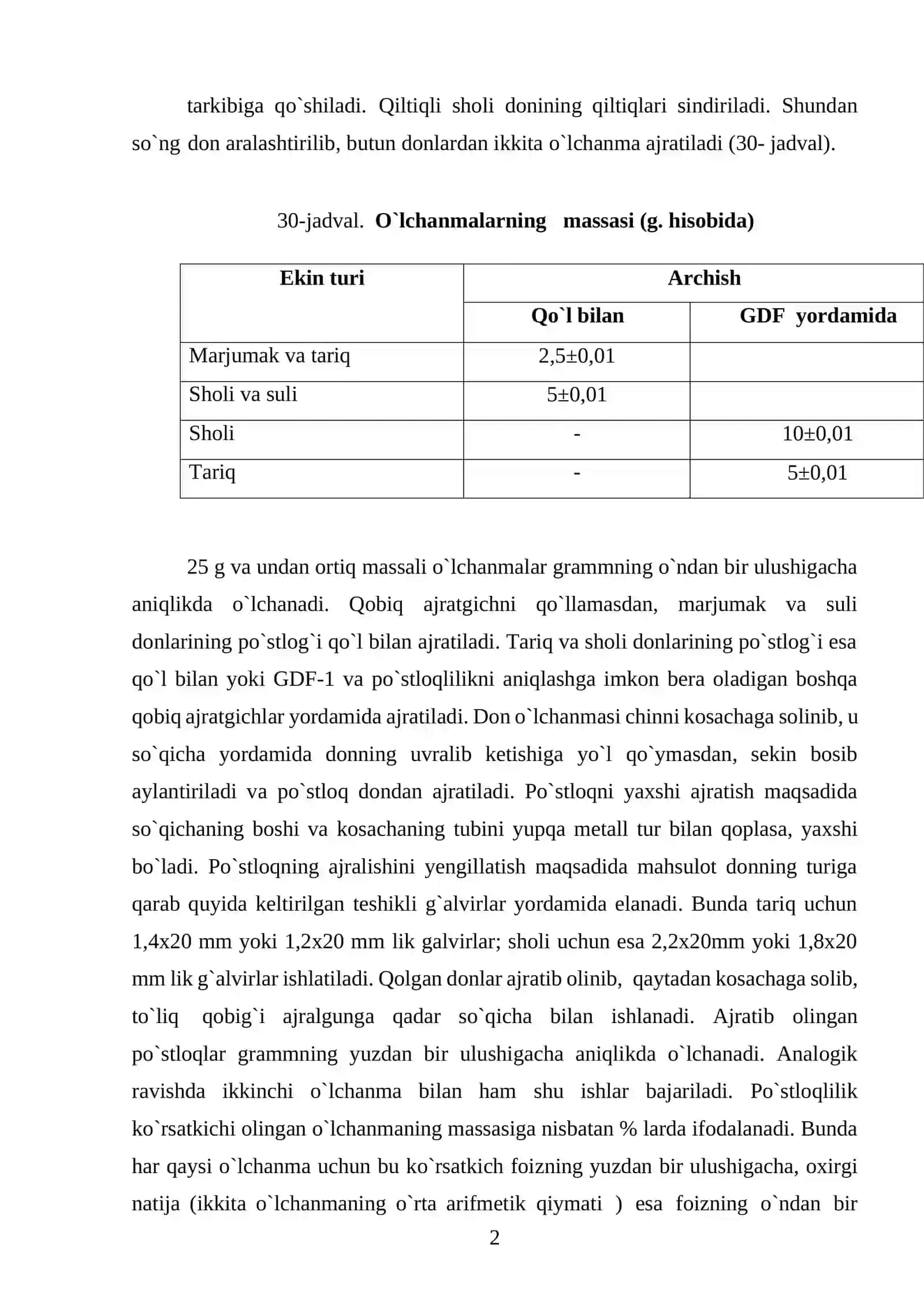 YORMABOP DONNI ARALASHMALARDAN FRAKSIYALAB TOZALASH VA ISH SAMARADORLIGINI ANIQLASH 2