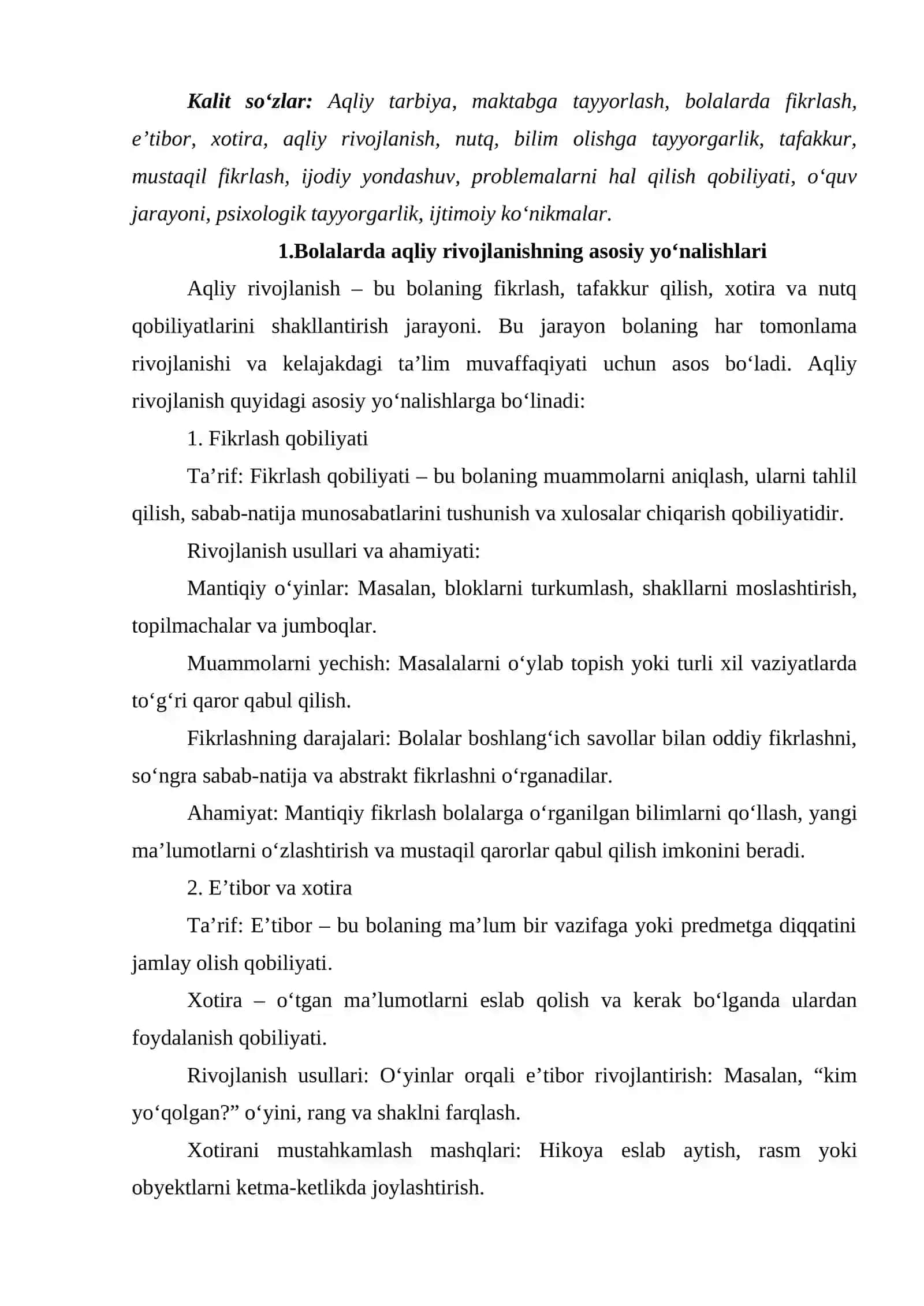 Bolalarni maktab ta’limiga tayyorlashga aqliy tarbiyaning roli 2